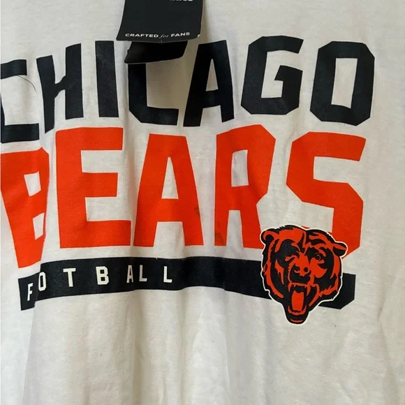 Fanatics Chicago Bears White & Orange Long Sleeve Shirt, Size 2XL